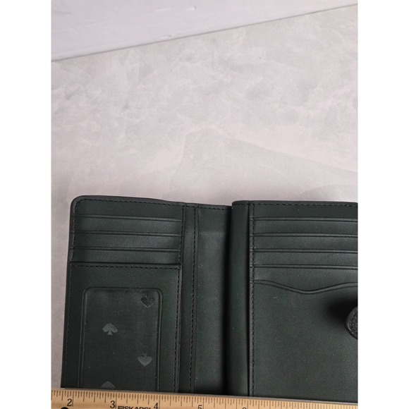 KATE SPADE LEILA MEDIUM COMPACT BIFOLD WALLET GREEN LEATHER CARD CASE ID RARE - Picture 6 of 12